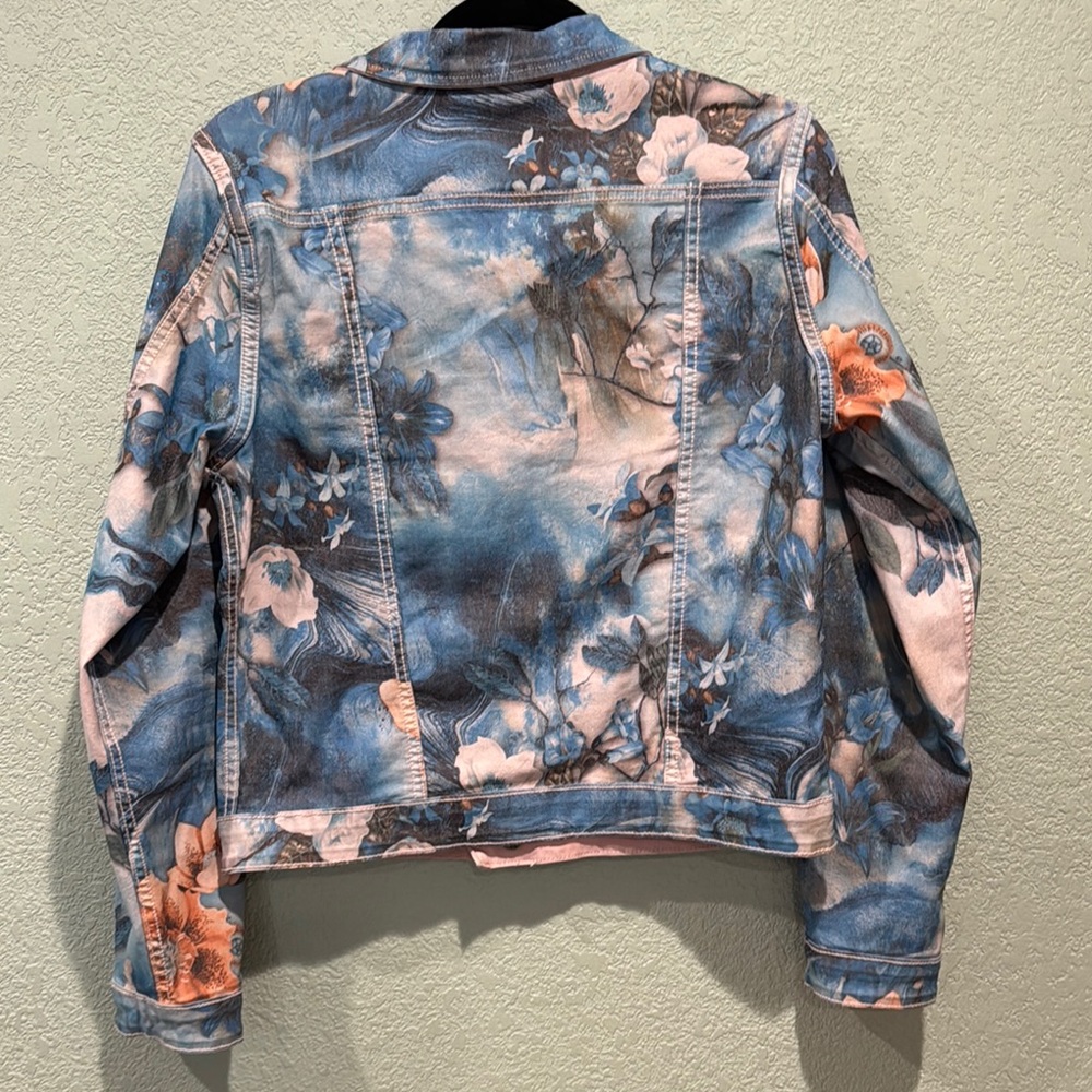 Tempo Paris Blue & Pink Floral Reversible Denim Jacket - Picture 4 of 12